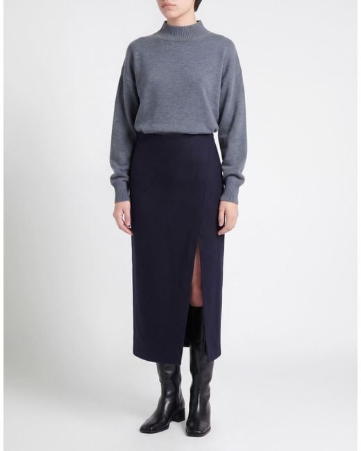 Max Mara Blue Midnight Maxi Skirt Virgin Wool