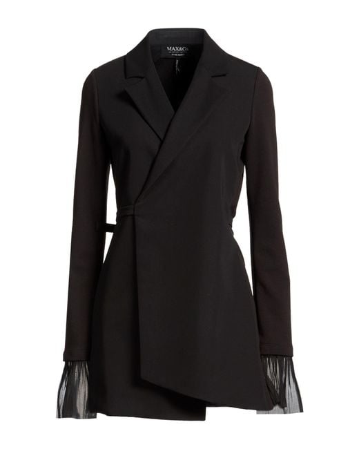 MAX&Co. Black Blazer Polyester, Viscose, Elastane