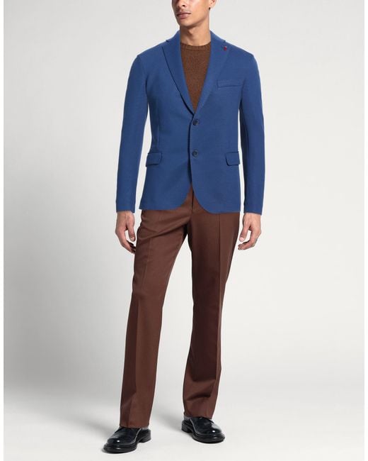 MULISH Blue Blazer Polyester, Elastane for men