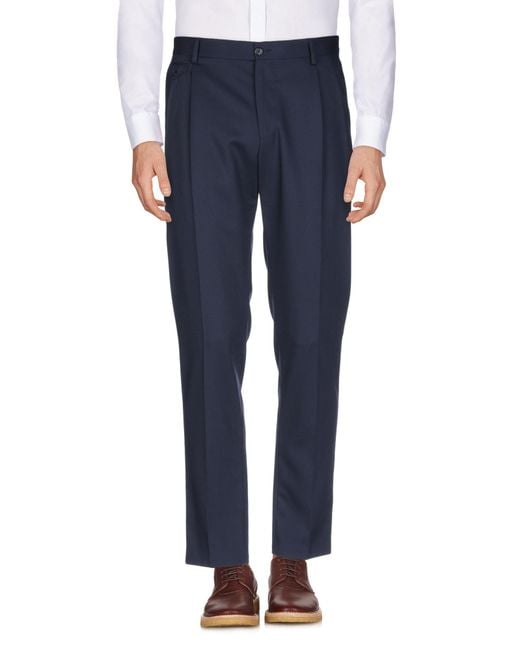 Dolce & Gabbana Blue Pants Polyether, Wool, Elastane for men