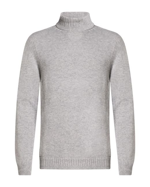 Alpha Studio Gray Light Turtleneck Recycled Wool, Ecovero Viscose, Recycled Polyacrylic, Cashmere for men