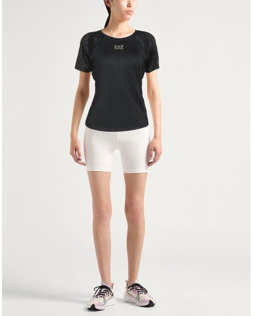 EA7 Black T-Shirt Recycled Polyester, Elastane, Polyamide