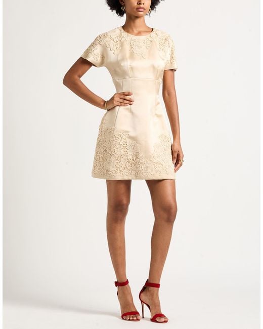 Dolce & Gabbana Natural Ivory Mini Dress Silk, Cotton