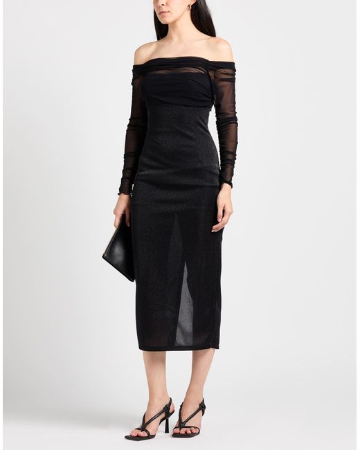 SIMONA CORSELLINI Black Party Edition Midi Dress Polyamide, Metallic Fiber