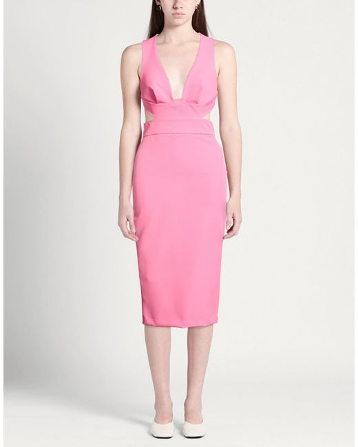 ERMANNO FIRENZE Pink Midi Dress Polyester, Elastane