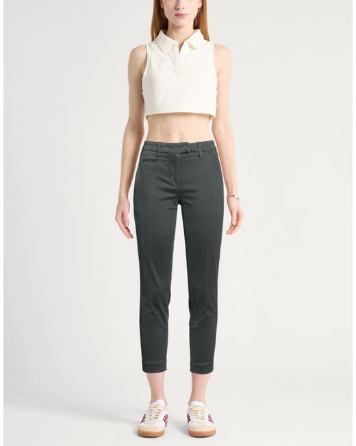 Dondup Gray Charcoal Pants Cotton, Elastane