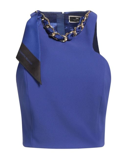 Elisabetta Franchi Blue Top Polyester, Elastane
