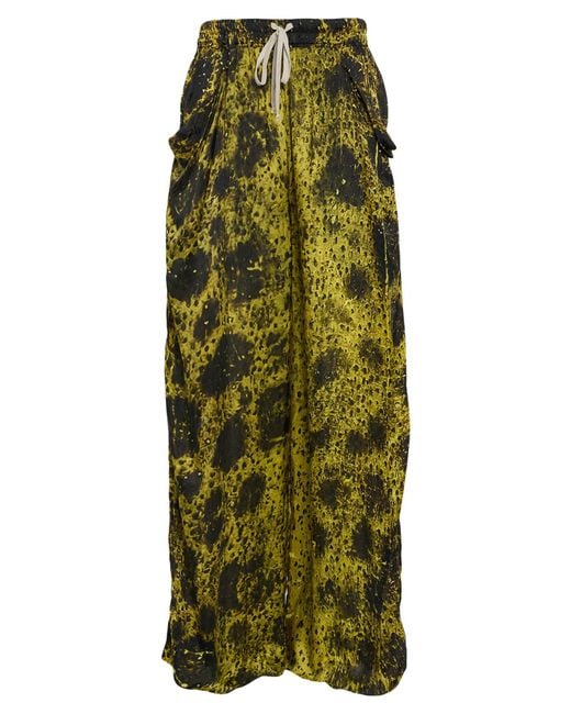 Rick Owens Green Lime Pants Cupro for men