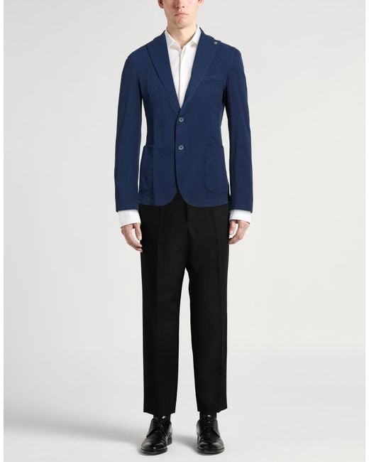Barbati Blue Blazer Cotton, Elastane for men