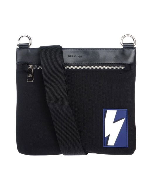 Neil Barrett Black Cross-Body Bag Soft Leather, Textile Fibers for men