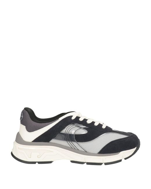 Emporio Armani Blue Midnight Sneakers Polyester, Cow Leather for men