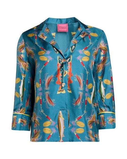 Franco Ferrari Blue Slate Shirt Silk