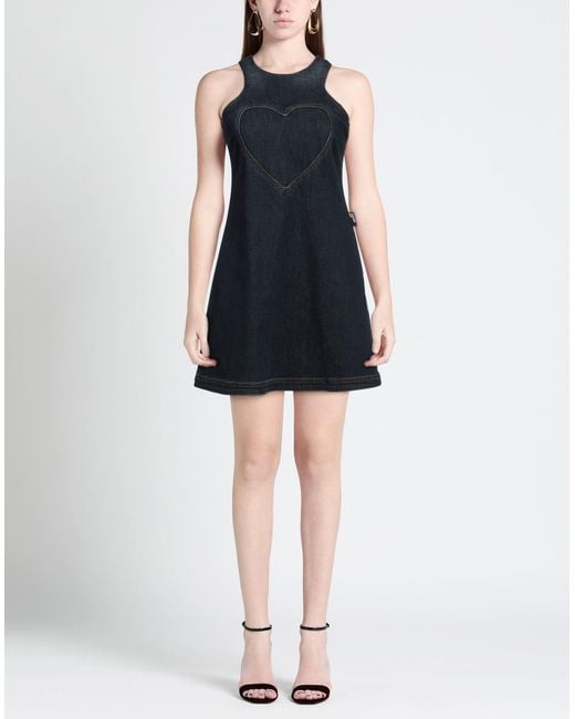 Love Moschino Blue Mini Dress Cotton, Polyester, Elastane