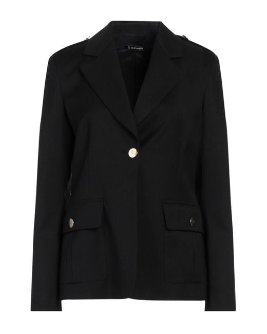 Cristinaeffe Black Blazer Polyester, Viscose, Elastane