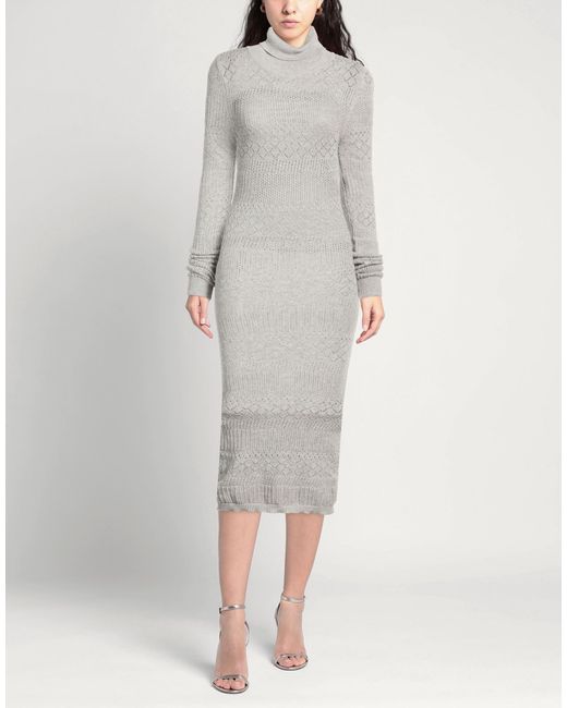 Babylon Gray Midi Dress Viscose, Polyester