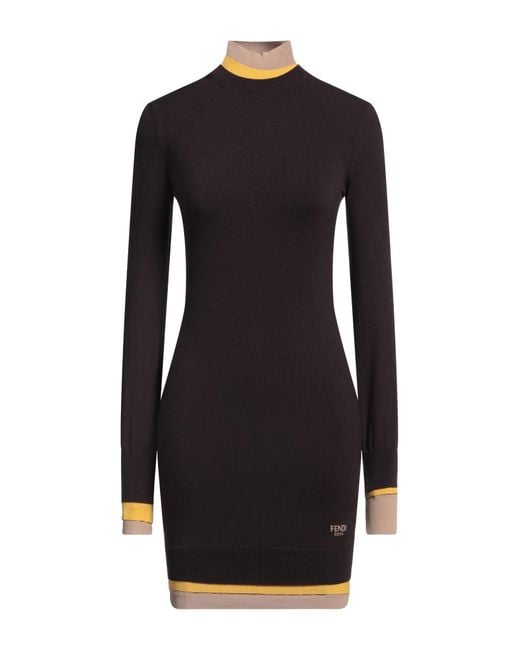 Fendi Black Mini Dress Wool, Polyamide, Viscose, Polyurethane, Polyester