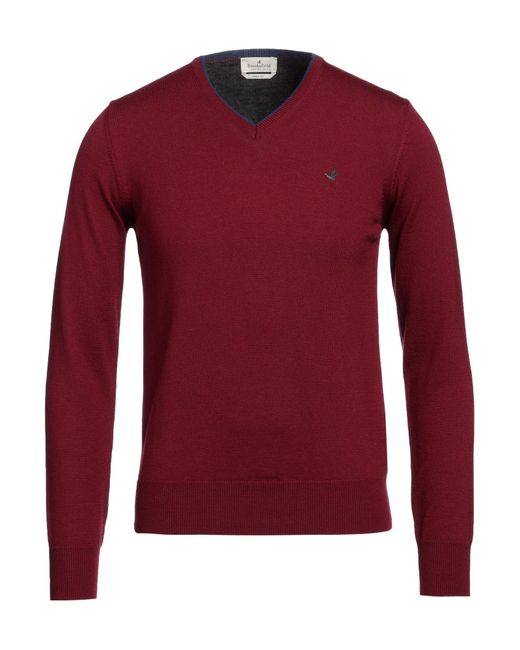 Brooksfield Red Burgundy Sweater Virgin Wool for men