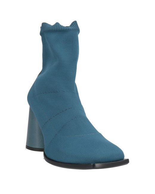 Malloni Blue Ankle Boots Leather, Textile Fibers