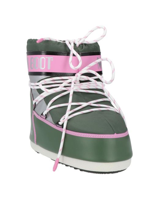 Moon Boot Green Military Ankle Boots Textile Fibers, Synthetic Material
