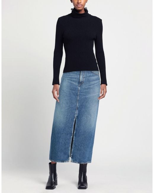 Agolde Blue Denim Skirt Cotton, Post-Consumer Recycled Cotton