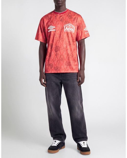 Aries X Umbro Red T-Shirt Polyester for men