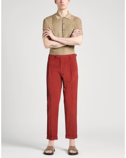 Berwich Red Pants Cotton, Elastane for men