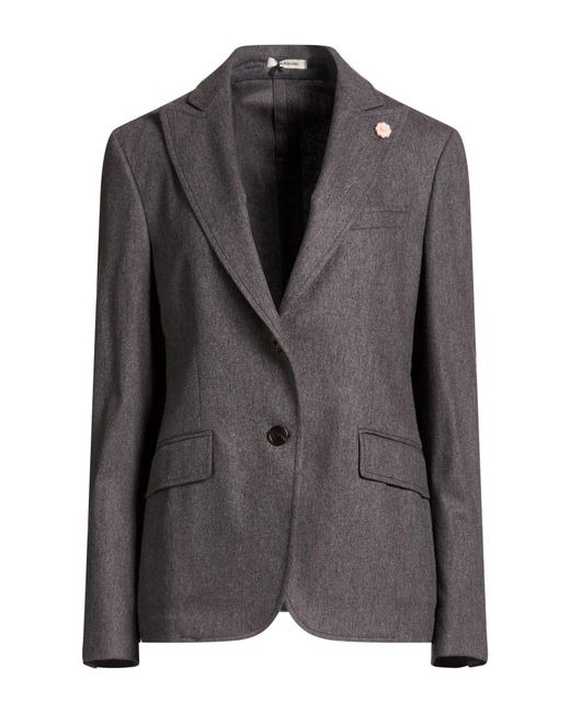 Lardini Black Blazer Wool, Cotton, Elastane