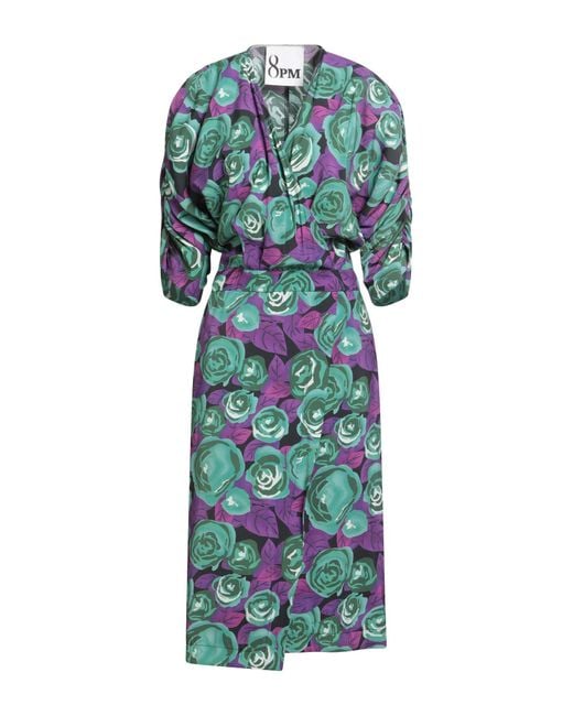 8pm Blue Midi Dress Rayon, Polyester