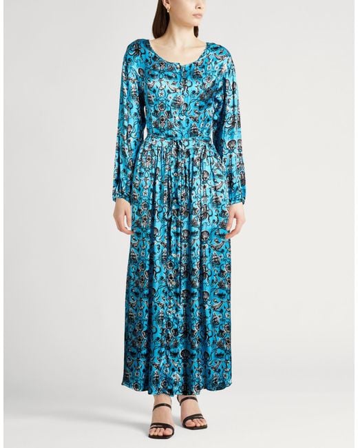 Jucca Blue Azure Maxi Dress Viscose