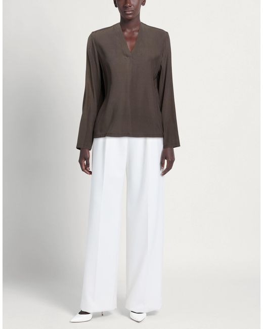 Camicettasnob Brown Top Silk, Elastane