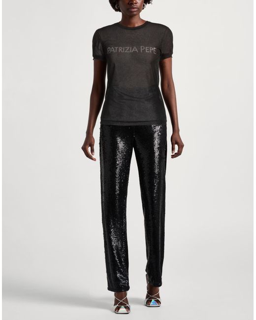 Patrizia Pepe Black T-Shirt Viscose, Polyester, Polyamide, Elastane