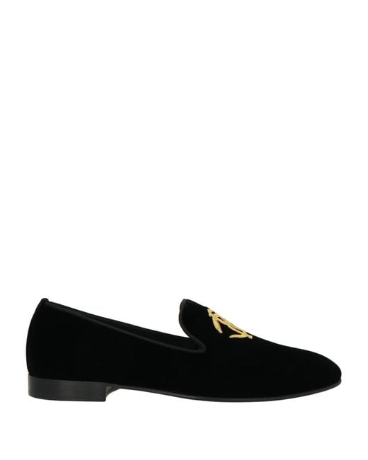 Roberto Cavalli Black Loafers Textile Fibers for men