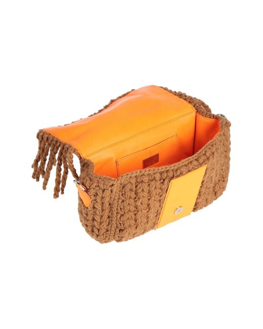 Gedebe Brown Camel Handbag Textile Fibers