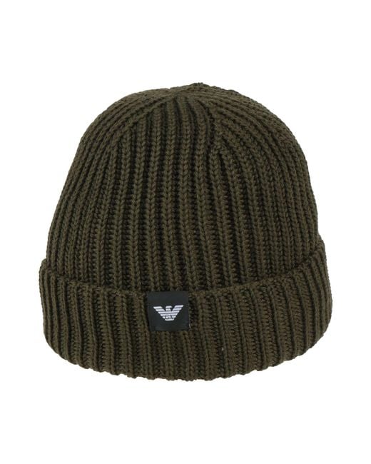 Emporio Armani Green Military Hat Virgin Wool for men