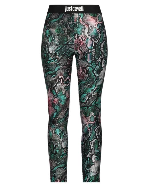 Just Cavalli Green Leggings Polyamide, Elastane