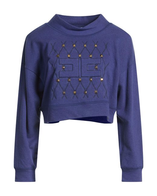 Elisabetta Franchi Blue Sweatshirt Cotton