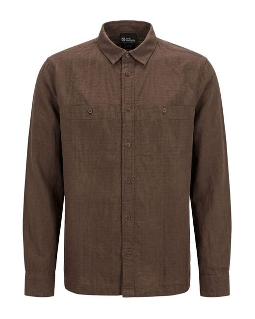 Jack Wolfskin Brown Shirt Hemp, Organic Cotton for men