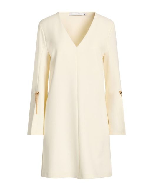 SIMONA CORSELLINI Natural Mini Dress Polyester, Viscose, Cotton, Elastane