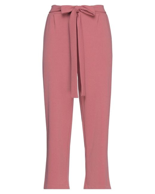 Think! Synthetic Cropped Trousers in Pastel Pink (Pink) | Lyst