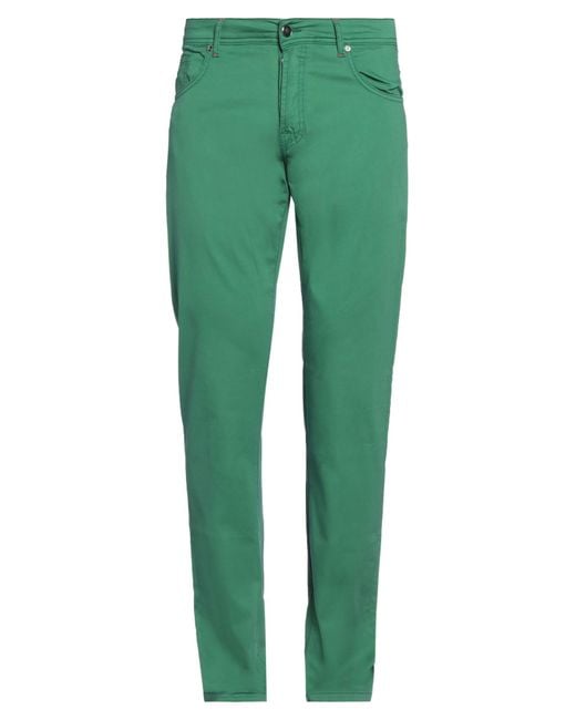 Marco Pescarolo Green Pants Cotton, Silk, Elastane for men