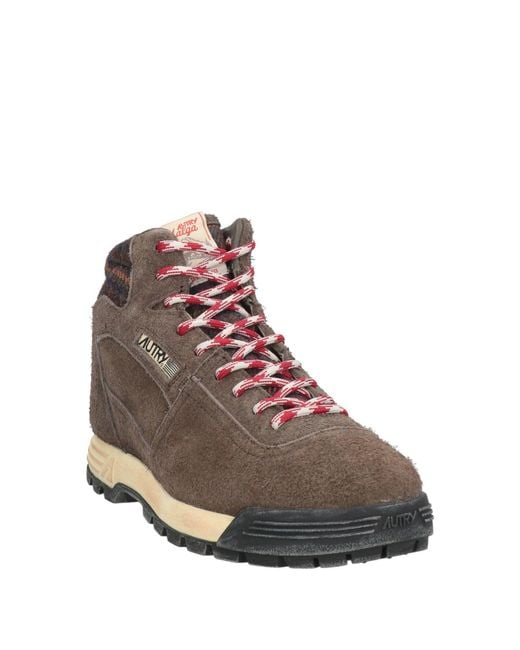 Autry Brown Dark Ankle Boots Leather, Textile Fibers