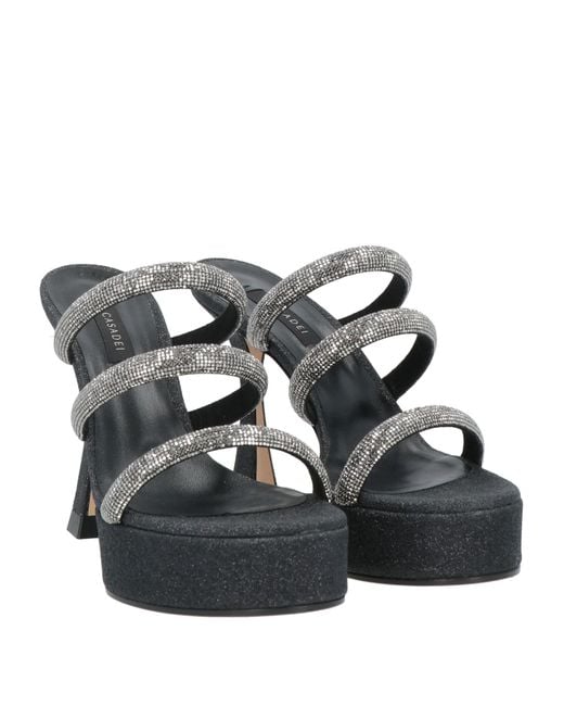 Casadei Black Sandals Textile Fibers