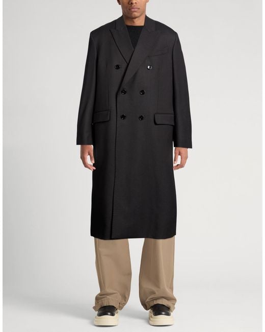 AMI Black Coat Virgin Wool for men