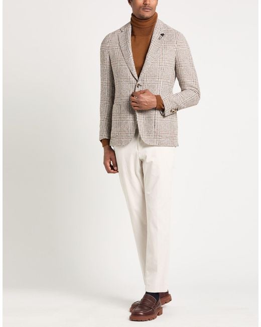 Lardini Natural Chocolate Blazer Linen, Polyamide, Cotton for men