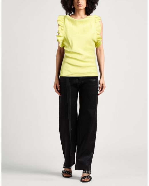 MSGM Yellow Pastel Top Linen, Viscose