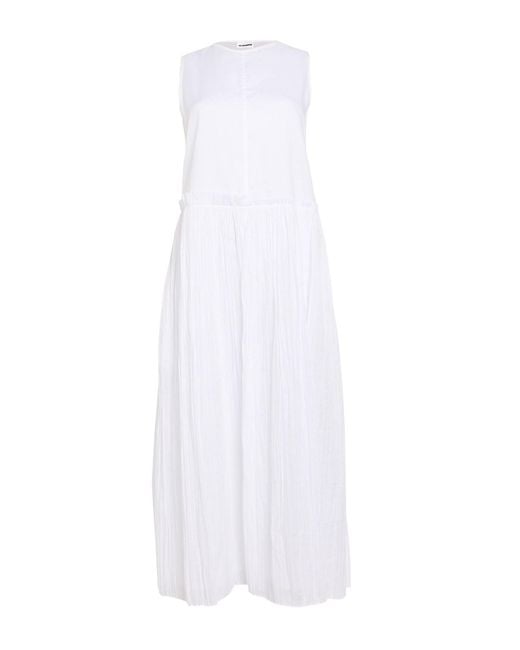 Jil Sander White Midi Dress Cotton