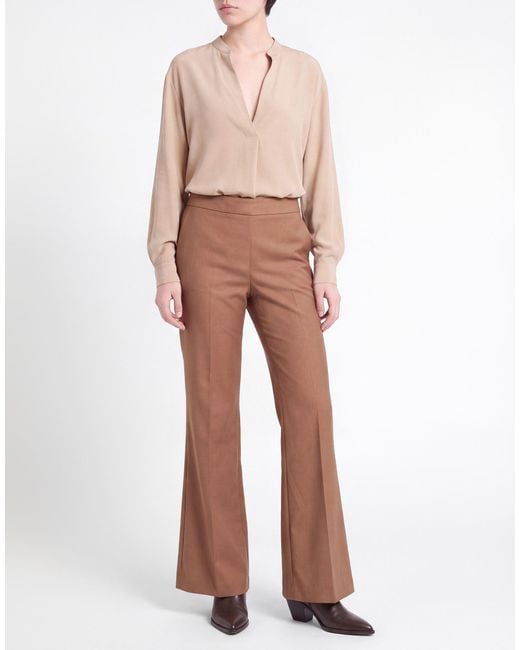 Kocca Brown Camel Pants Polyester, Viscose, Elastane