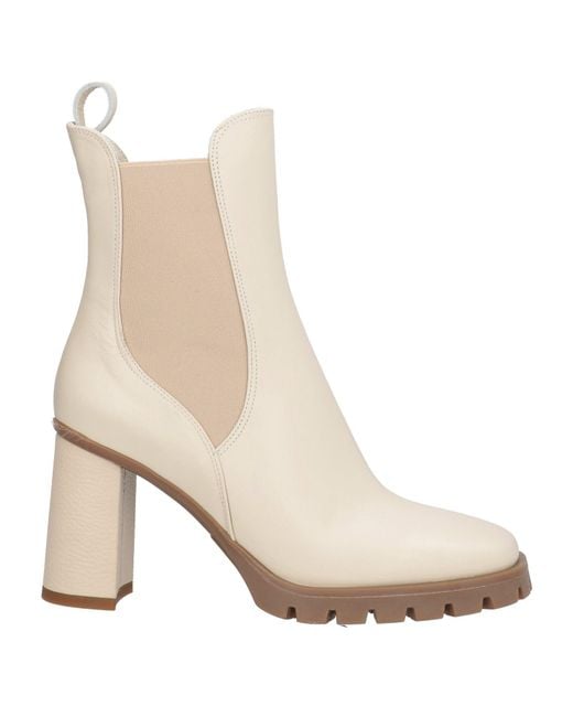 Lorenzo Mari Natural Ivory Ankle Boots Calfskin