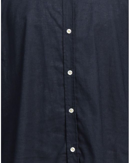 Manuel Ritz Blue Midnight Shirt Linen, Cotton for men