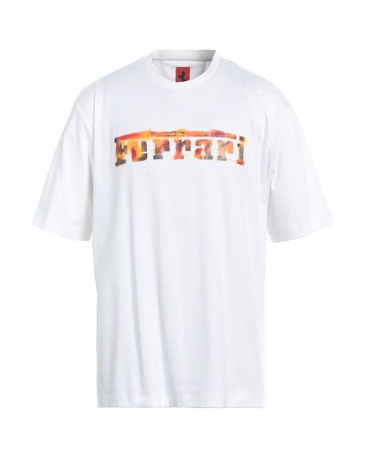 Ferrari White T-Shirt Cotton, Polyamide, Elastane for men